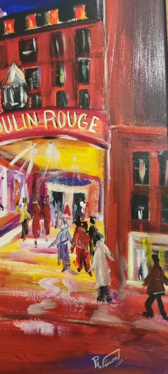 Signed painting of the Moulin Rouge