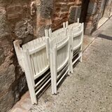 Five wooden garden armchairs