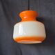 Vintage orange and white opaline pendant light from the 1960s