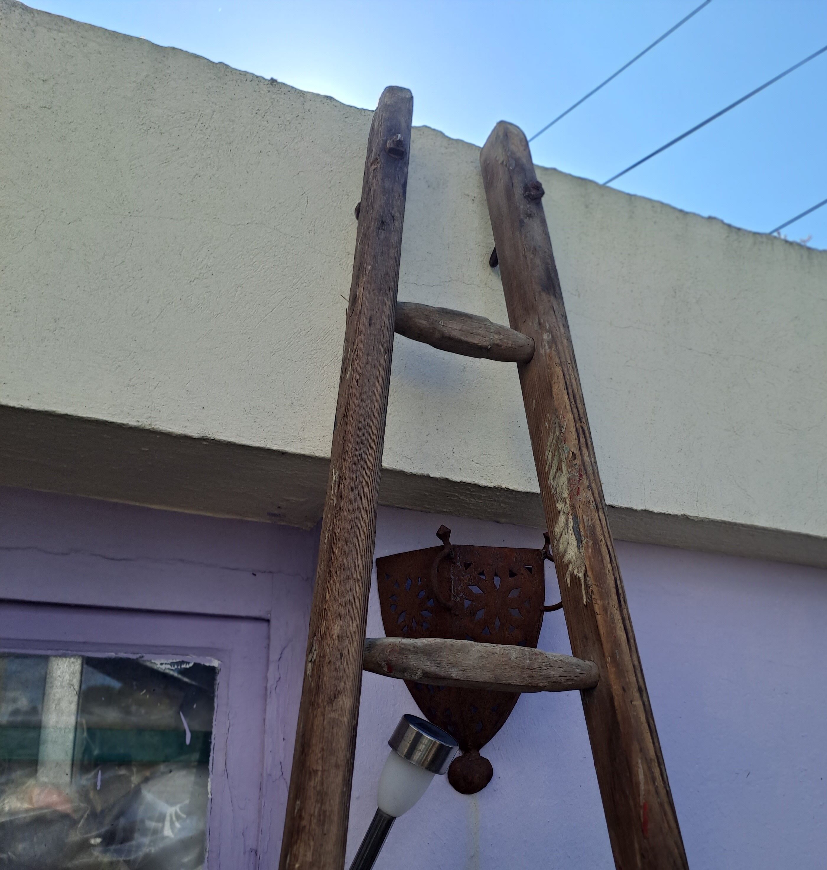Vintage wooden picking ladder 7 rungs