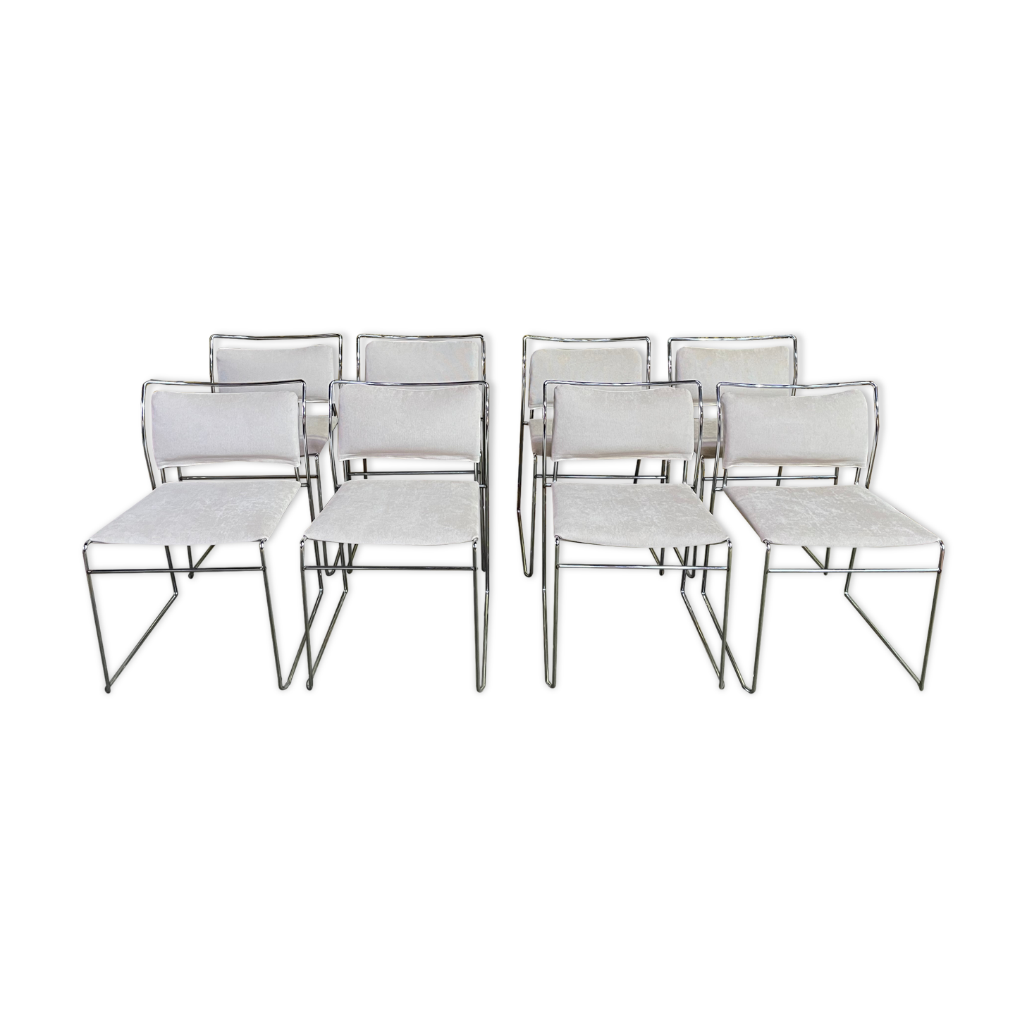 8 1970 chairs in chromed metal "made an Italy" restored