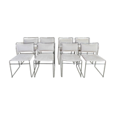 8 chaises 1970 en métal chromé « made in Italy » restaurées