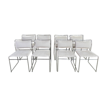 8 1970 chairs in chromed metal "made an Italy" restored