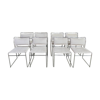 8 chaises 1970 en métal chromé « made in Italy » restaurées