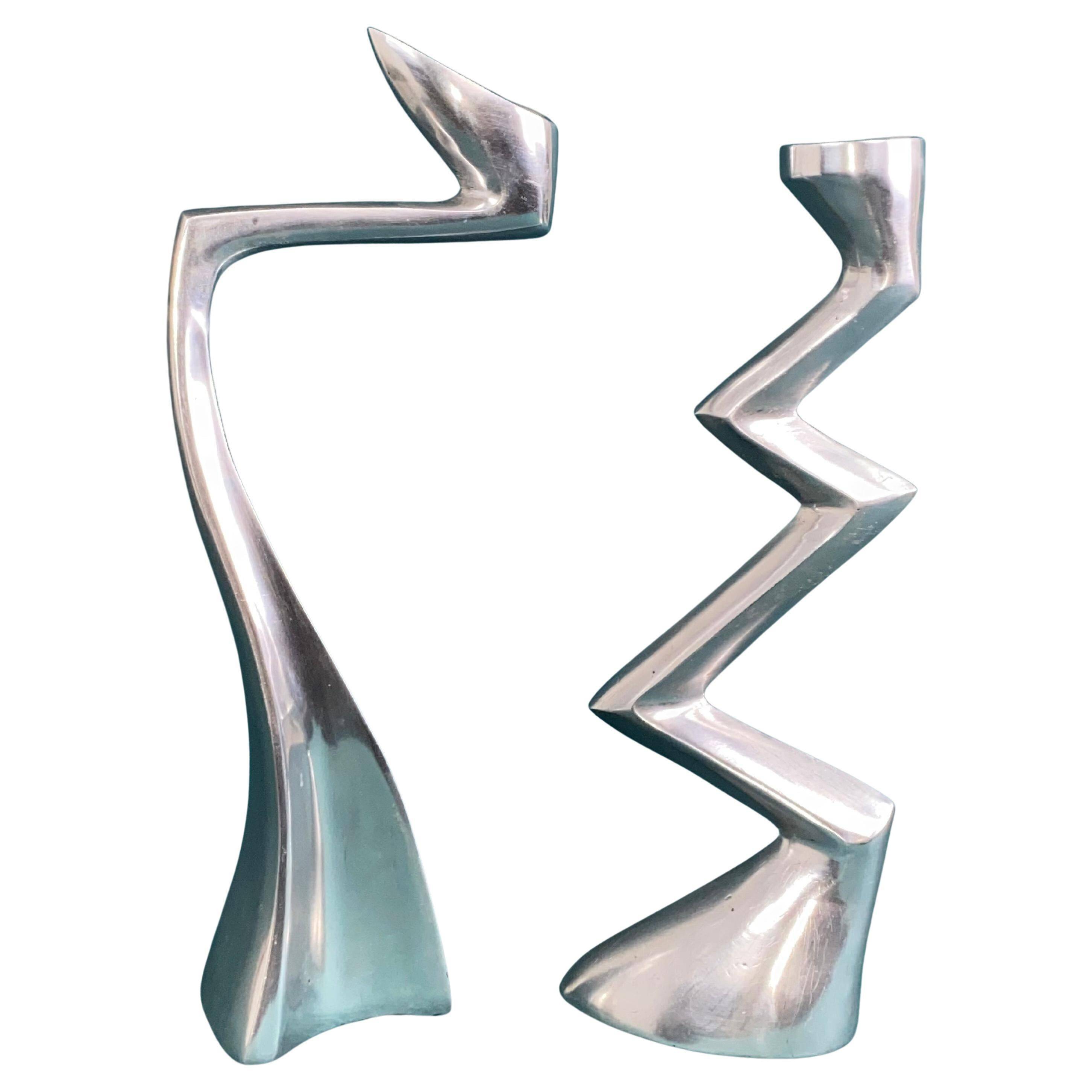 Matthew Hilton Zig Zag & Swan aluminium candle holders