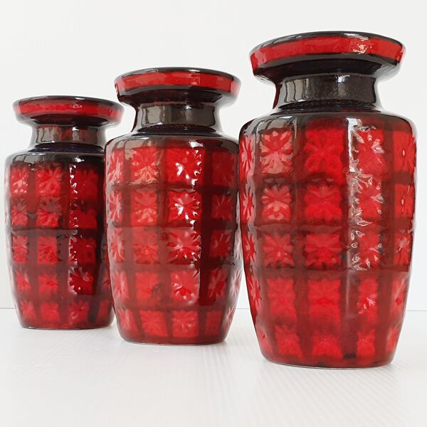 Suite de 3 vases Scheurich 1970 vintage