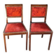 1890/1930 Pair of red velvet chairs / beech