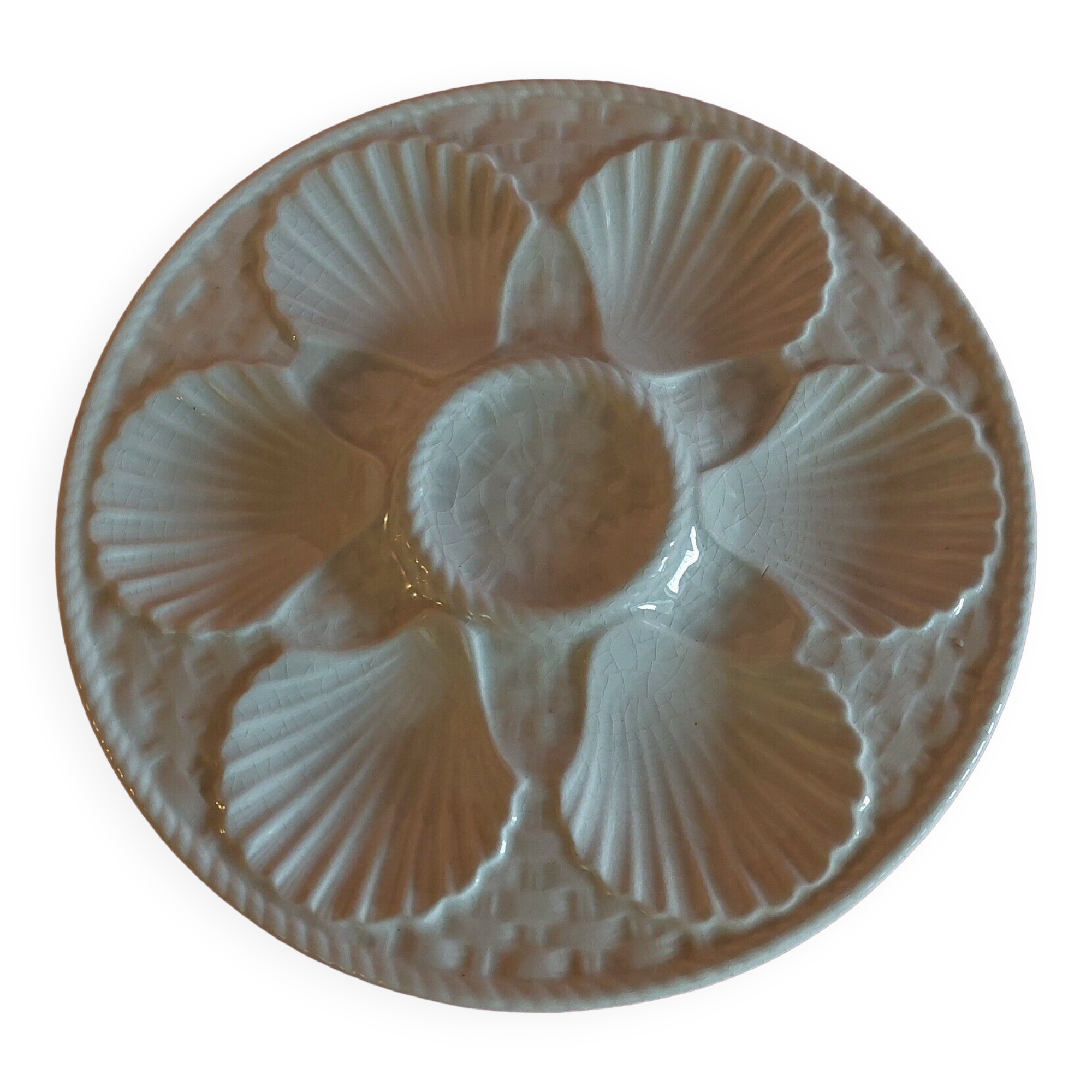 Assiette à huîtres en faïence blanche de Longchamp