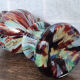 Bohemian Welz Glass Trophy Vase with Harlequin Honeycomb Pattern - Vintage Collectible Multicolored Blown Glass