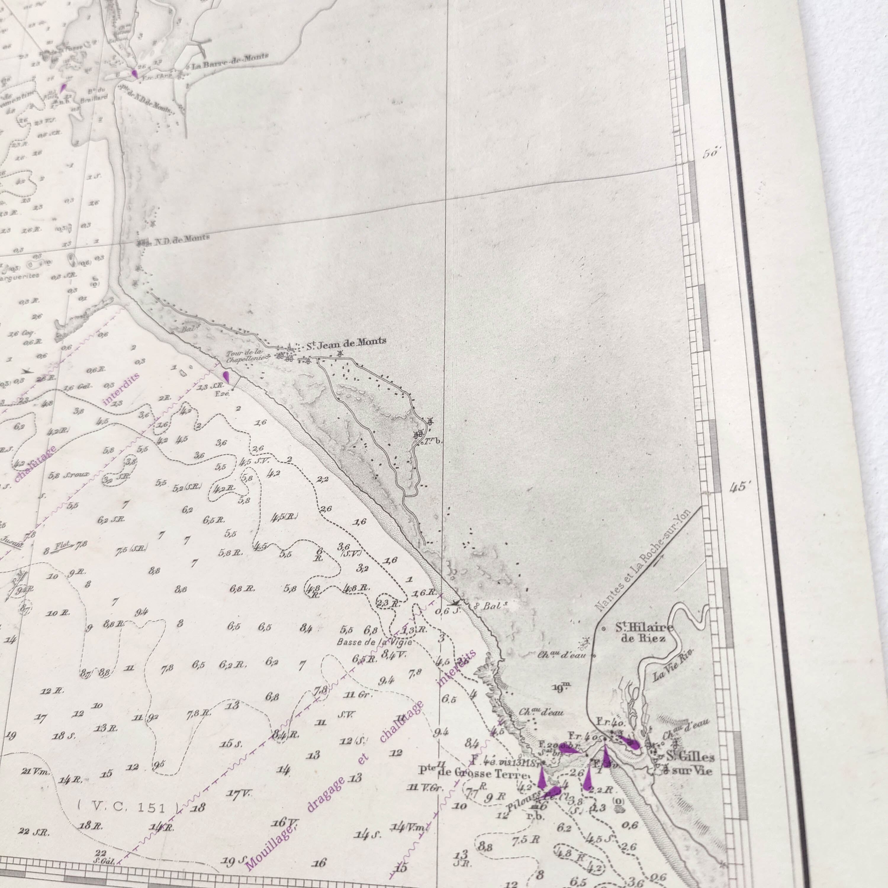 Map of the west coast of France from Belle Ile to Ile d'Yeu