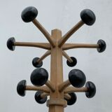 Portemanteau parrot wood tripod 12 black balls Stella 1960