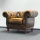Fauteuil Chesterfield vintage en cuir marron
