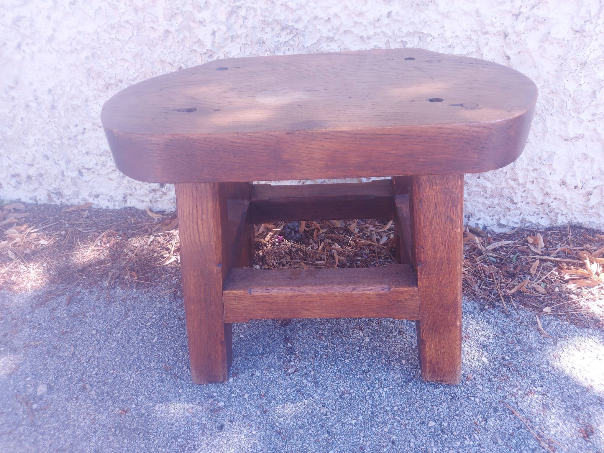 Brutalist wooden stool