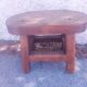 Brutalist wooden stool