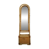 Miroir psyché osier tressé et bambou, années 70/80