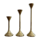 Series of 3 Scandinavian brass candle holders, 70s tulip foot