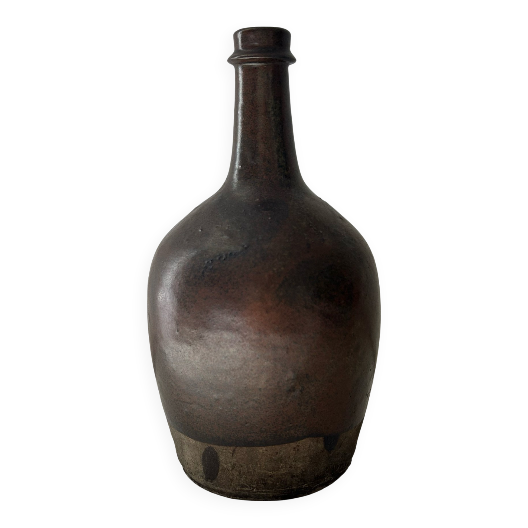 Brown two-tone stoneware bottle