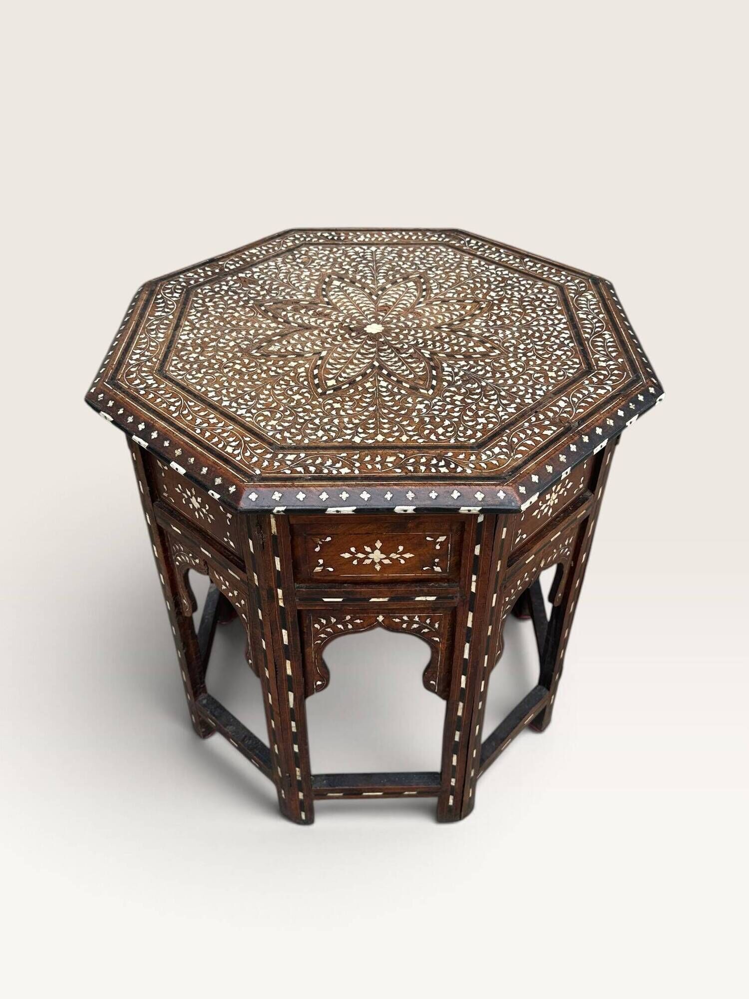 Hoshiarpur octagonal side table, rosewood, mother-of-pearl and bone, 1880