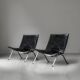 Black Leather Vintage Poul Kjaerholm PK22s for E. Kold Christensen 1960s