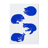 Original linocut - quartet of cats