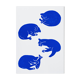 Linogravure originale - quatuor de chats