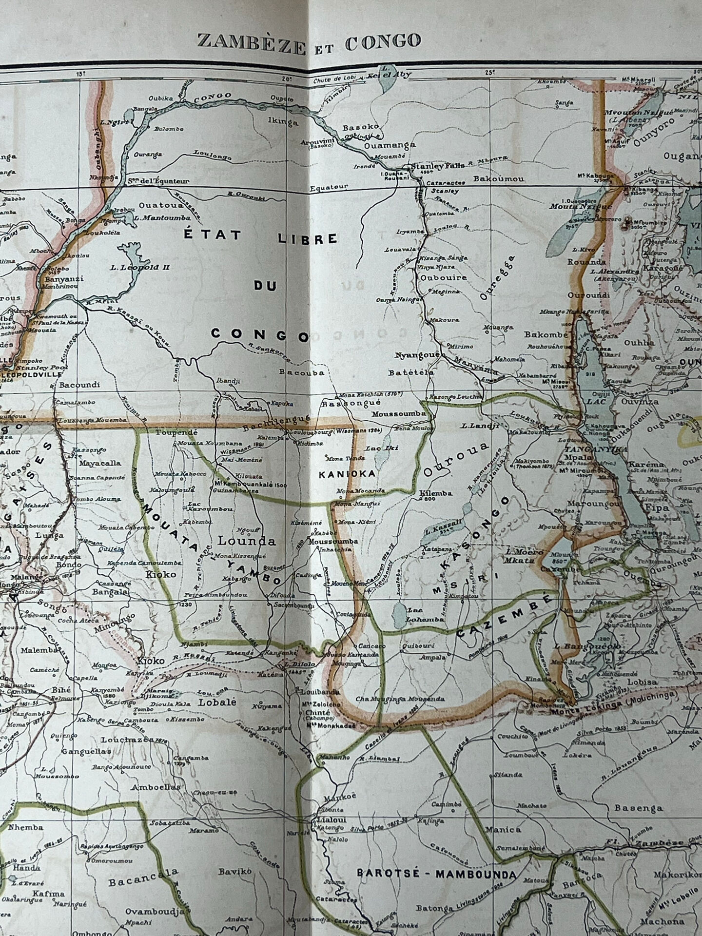Original map of Zambezi and Congo 53x37cm 1905