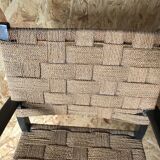 Vintage armchair with woven cord and wooden frame, Axel Larsson, circa 1960.