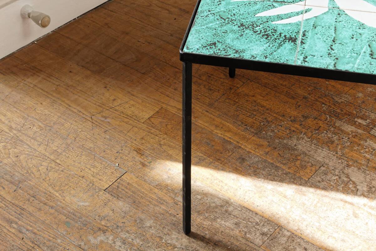 Vintage ceramic coffee table; rooster motif