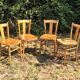 4 vintage bistro chairs from the 1950s in raw wood