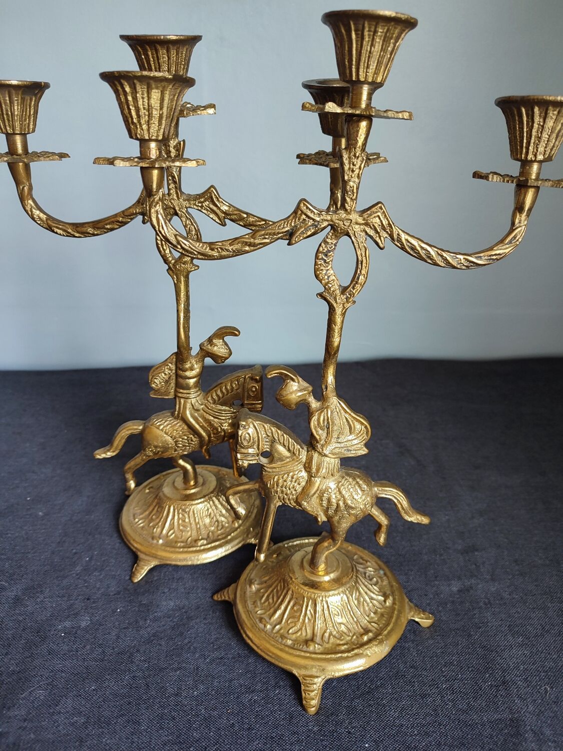 Set of two vintage jumper candlesticks