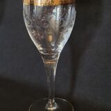 6 old wine glasses in engraved crystal and gold