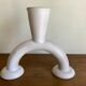 Brutalist candle holder made of white chamotte clay, 1980.