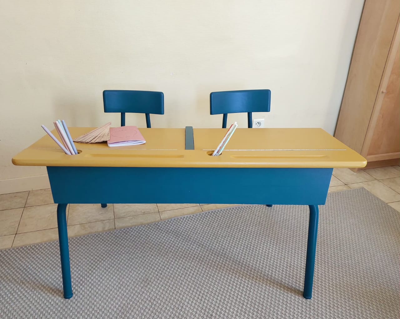 Bureau d'écolier Vintage restauré