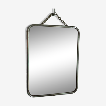 Vintage barber mirror with chain