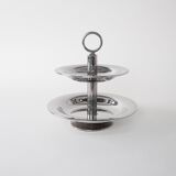 Two-tier steel cake stand, Italian design, 1980s, made in Italy