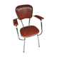 Stainless steel skaï armrest chair from 1958
