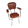 Chaise à accoudoirs skaï inox de 1958
