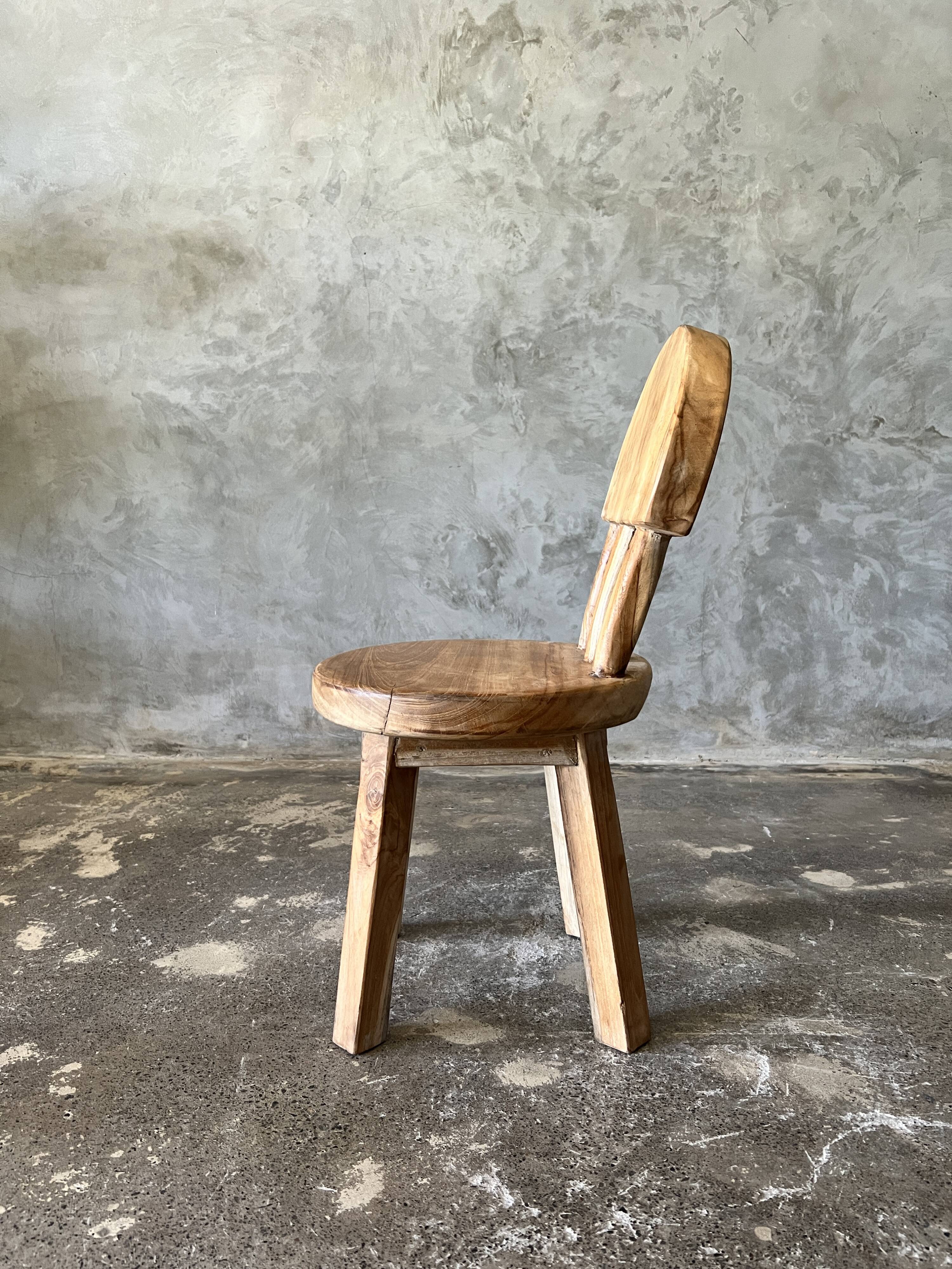 Small child's chair in natural blond teak back with three bars