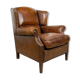 Dark brown sheep leather wingback armchair vintage