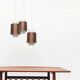 Triple cascade pendant lamp in copper and glass from the modern German space age of the mid-century by Staff, 1960s.