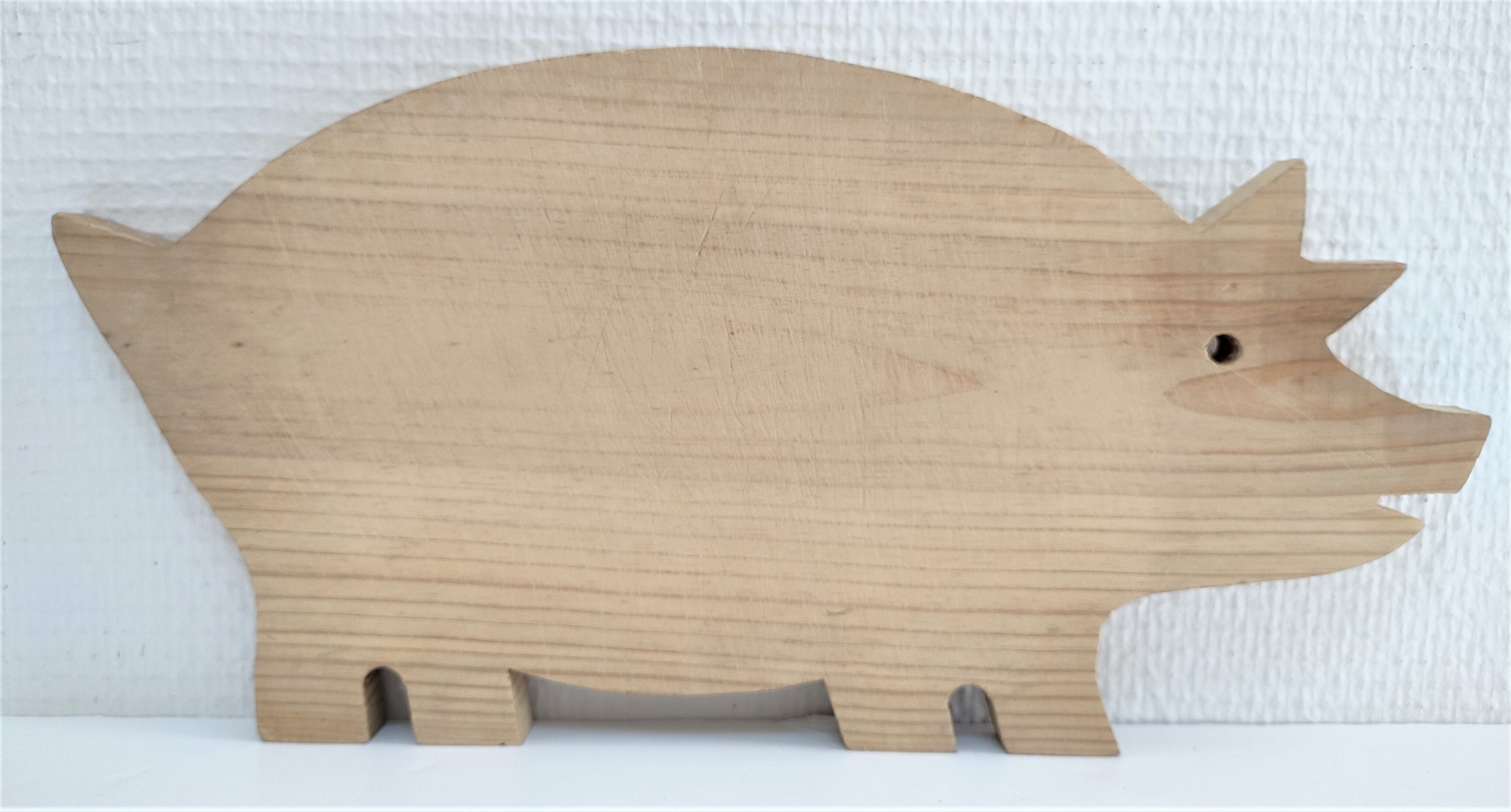 Deux planches à découper poisson cochon bois vintage