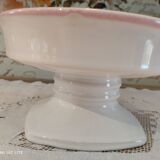 Compotier on pedestal in white ceramic pink border