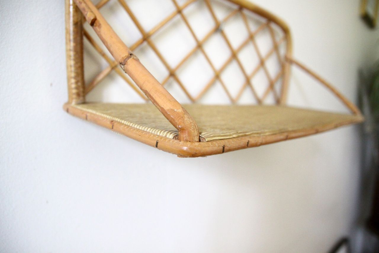 Rattan wall shelf