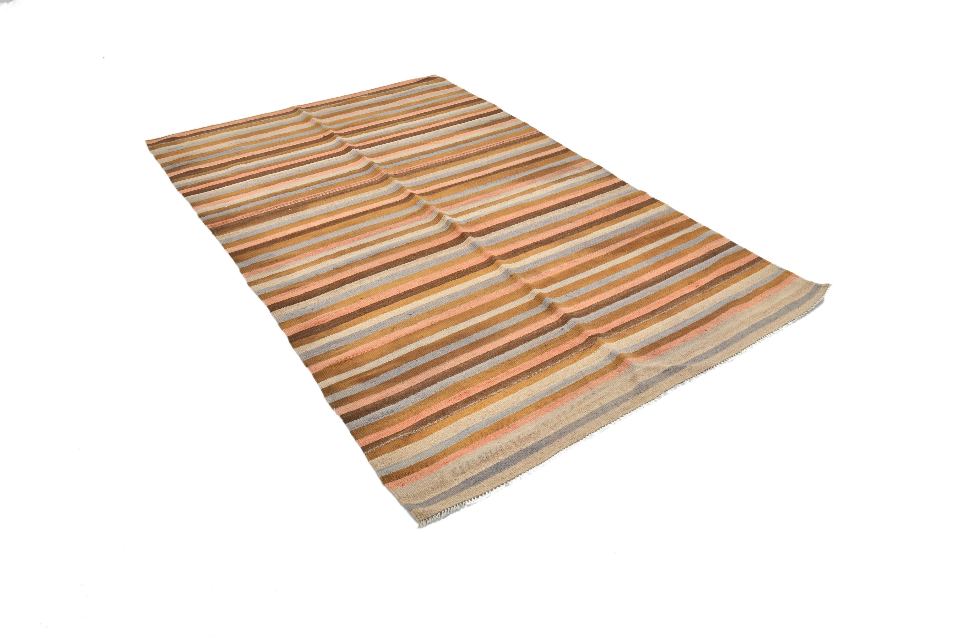 5x7 Mid Century Modern Vintage Kilim Rug, 142x225Cm