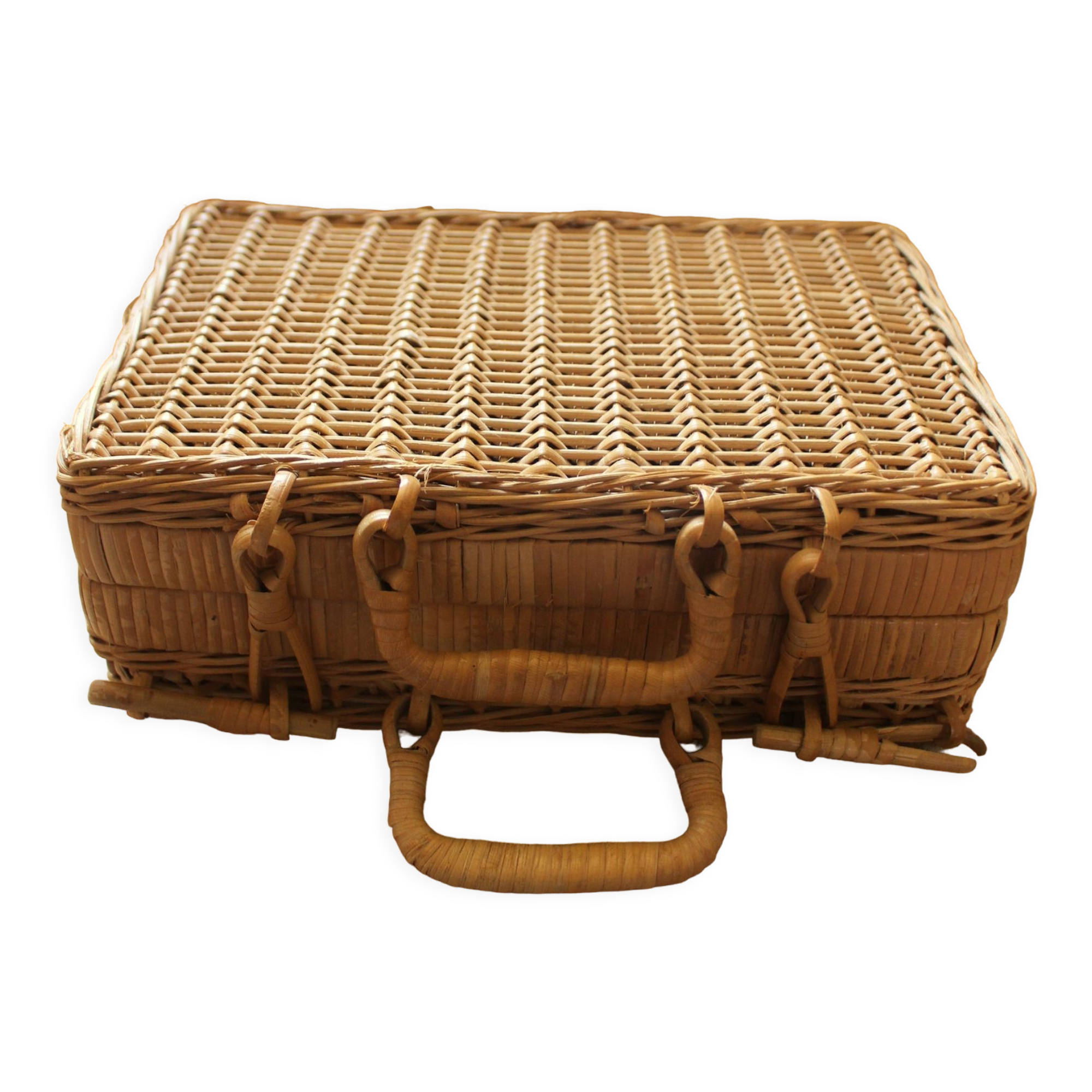Vintage wicker suitcase