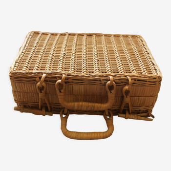 Valise en osier vintage