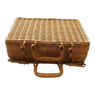 Vintage wicker suitcase