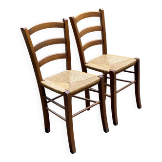 2 chaises bois massif et paillées