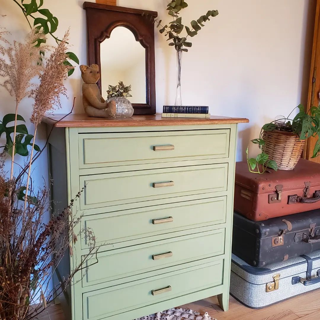 Chest of drawers in linden green