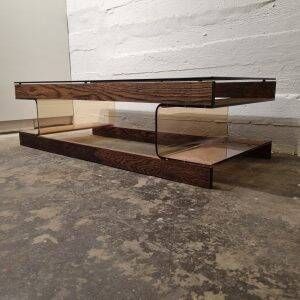 Rectangular smoked acrylic coffee table 1970s | Mid-century modern design furniture